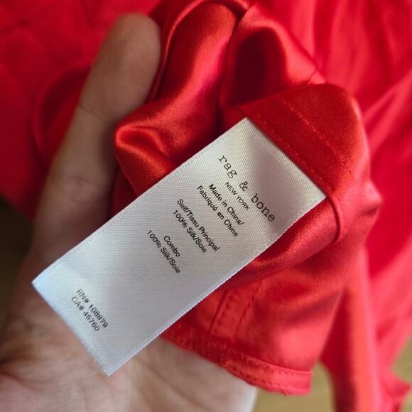 Rag & Bone Victor Blouse Sleeveless Blouse Vneck Silk Tank Top Red Small Shirt - Picture 5 of 5